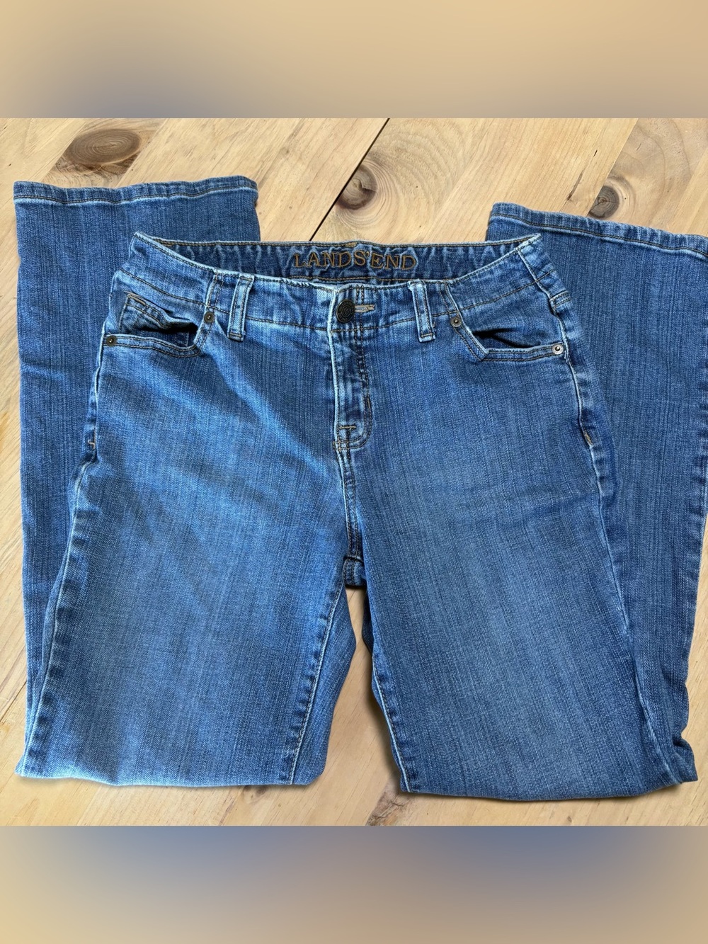 Lands' End Women's Medium Blue Straight-Leg Jeans